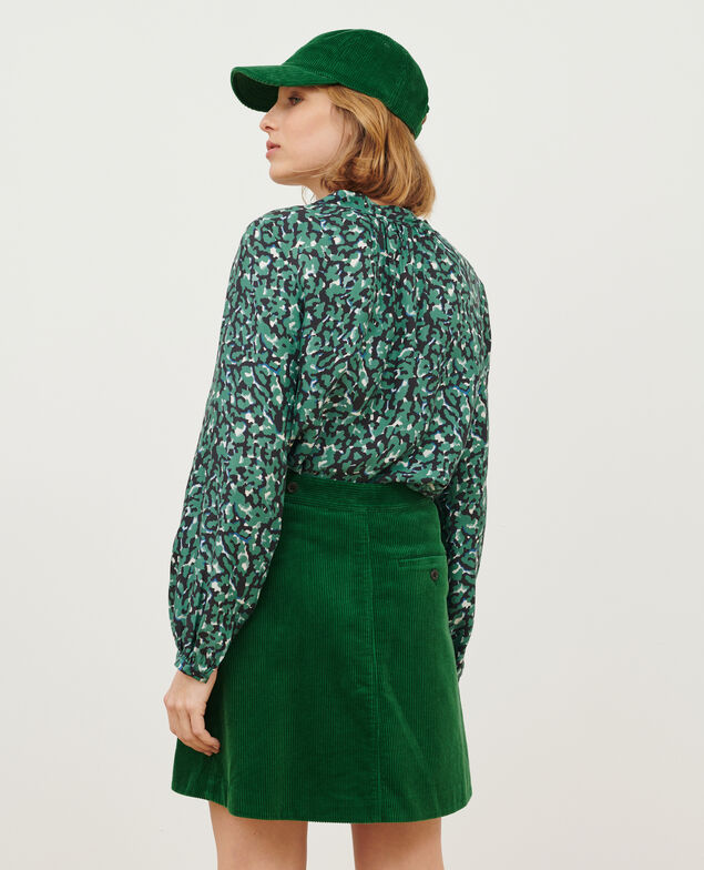 Fließende gemusterte Bluse 0512 green cameo