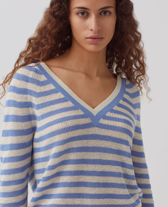Pullover mit V-Ausschnitt aus Leinen H601 thin savoie