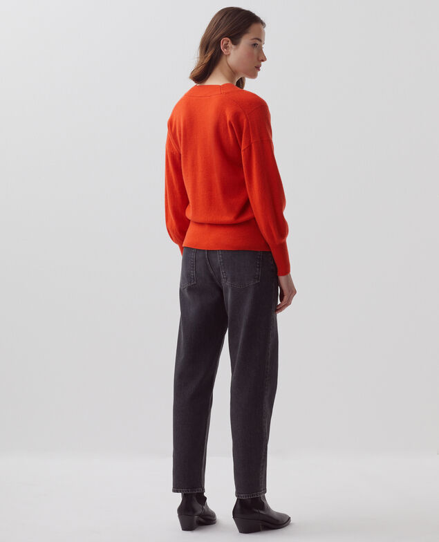Pullover mit V-Ausschnitt aus Kaschmir I260 pureed pumpkin