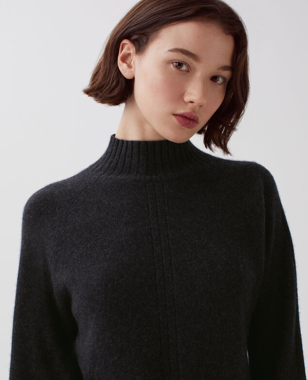 Pullover mit hohem Kragen aus Kaschmir I080 moonless gray