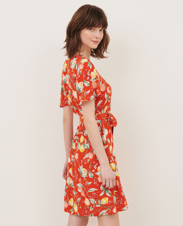 LAËTITIA - Kurzes Kleid mit fließendem Fall 103 print orange