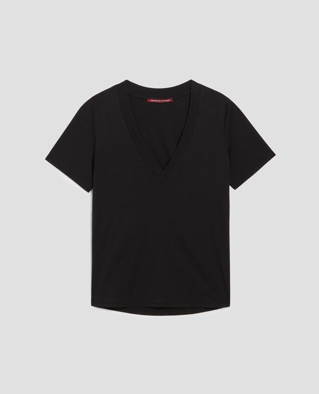 LEA - T-Shirt mit V-Ausschnitt aus Baumwolle H091 black beauty