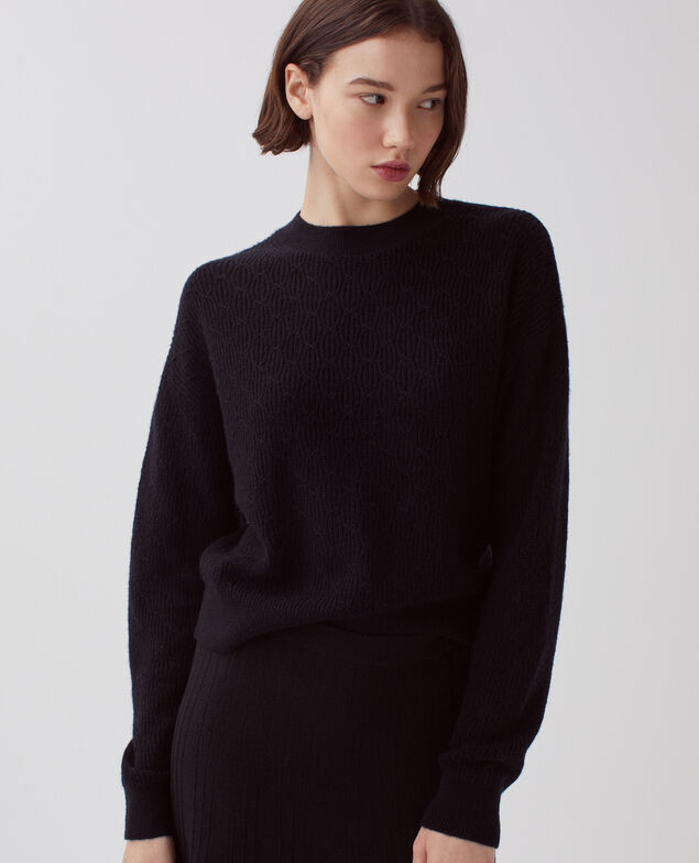 Pullover mit Zierstrick H091 black beauty