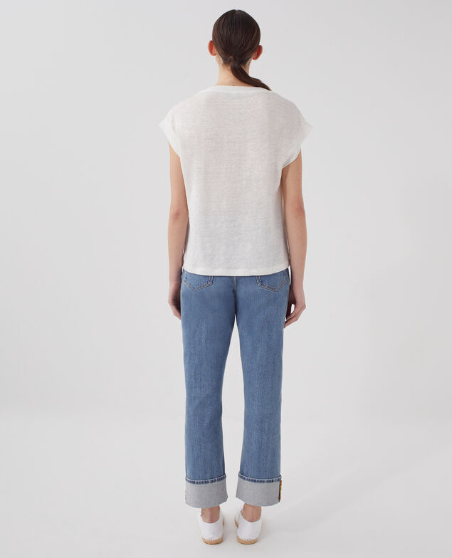 KARO - Boxy T-Shirt aus Leinen U010 off white