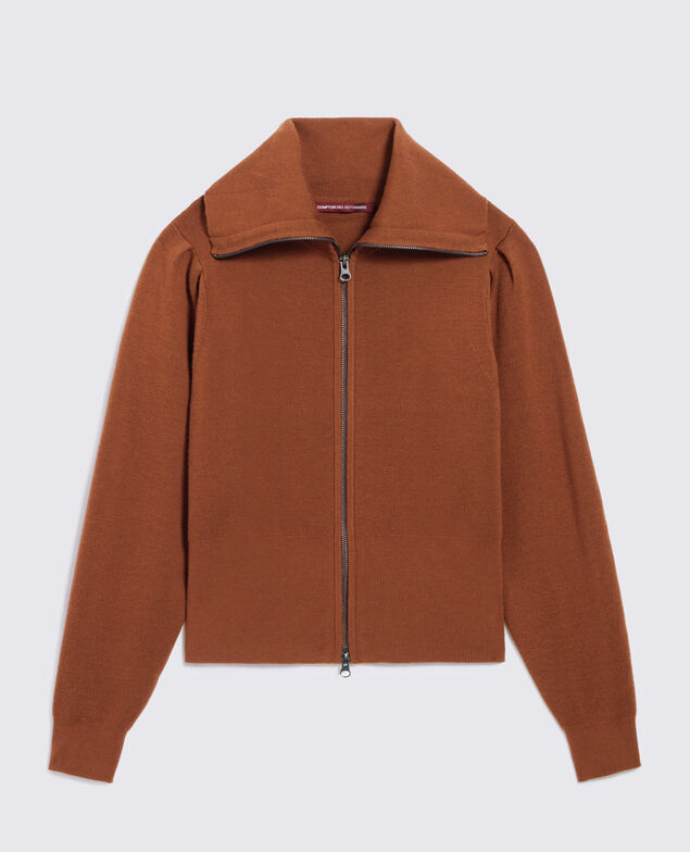 Cardigan aus Merinowolle mit Reißverschluss I360 brown