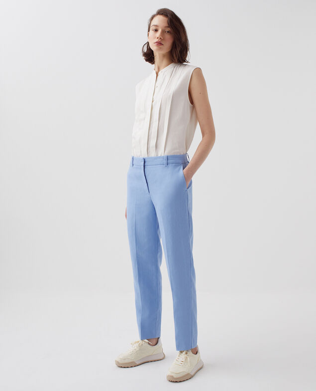 MARGUERITE - Zigarettenhose aus Leinen H612 bel air blue