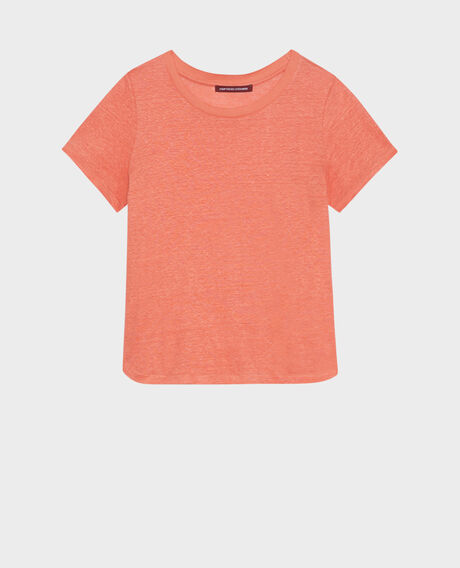 AMANDINE - T-Shirt mit Rundhalsausschnitt aus Leinen 21 light orange 2ste055f05