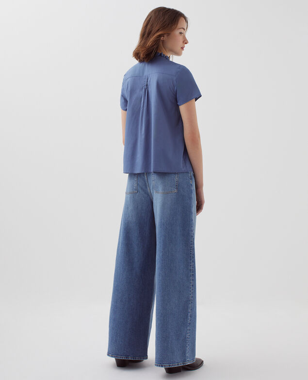 Bluse mit kurzen Ärmeln I640 gray blue