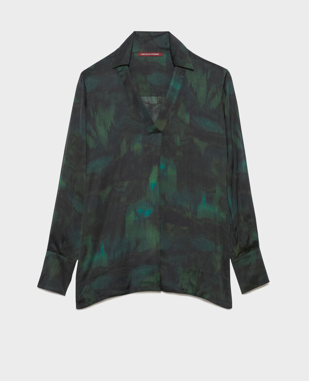 Fließende gemusterte Bluse A581 print bolero green
