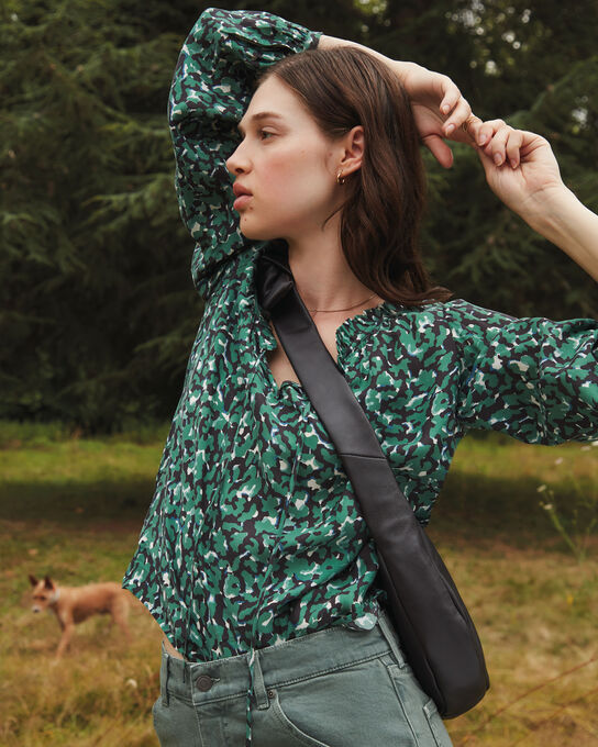 Fließende gemusterte Bluse 0512 GREEN CAMEO