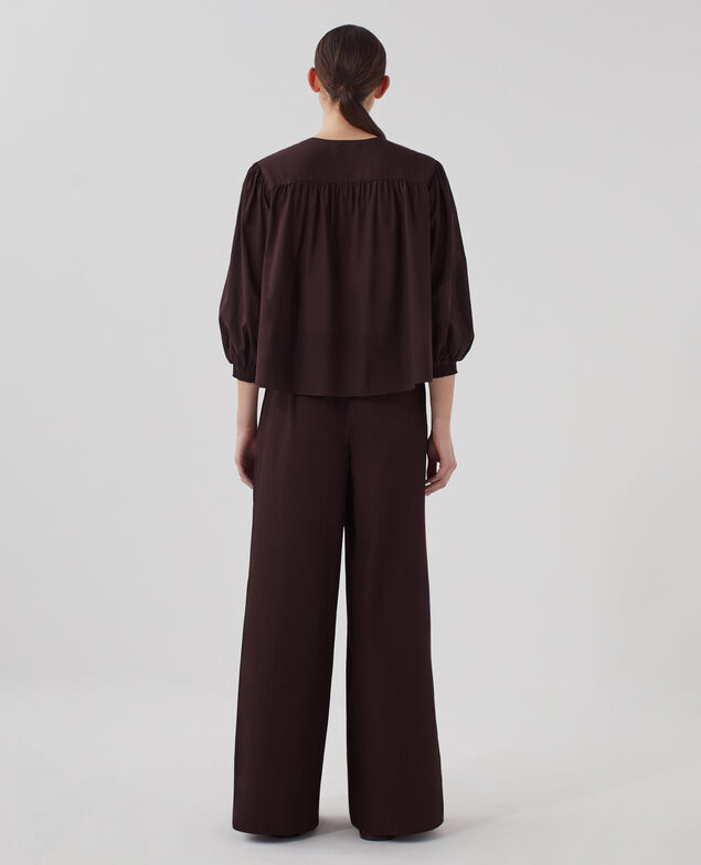 Bluse aus Baumwollvoile J790 chocolate plum