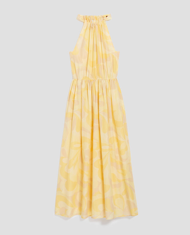 Langes Kleid mit amerikanischem Ausschnitt H413 anemone yellow