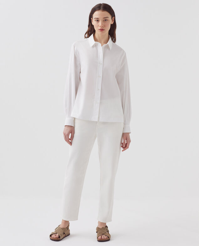 Weite Bluse aus Baumwolle H003 white