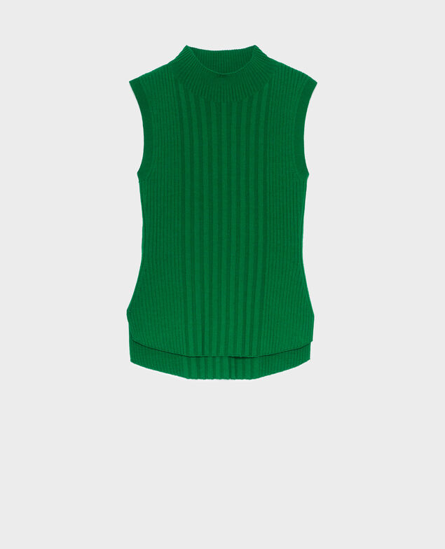 Ärmelloser aus Merinowolle A541 bright green knit