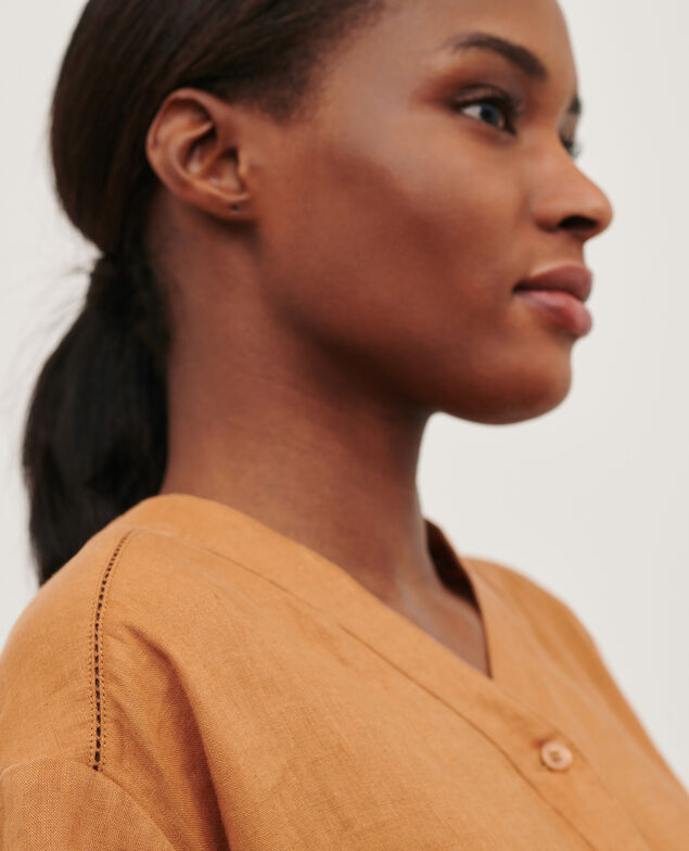 Weite Tunika aus Leinen 0320 almond brown