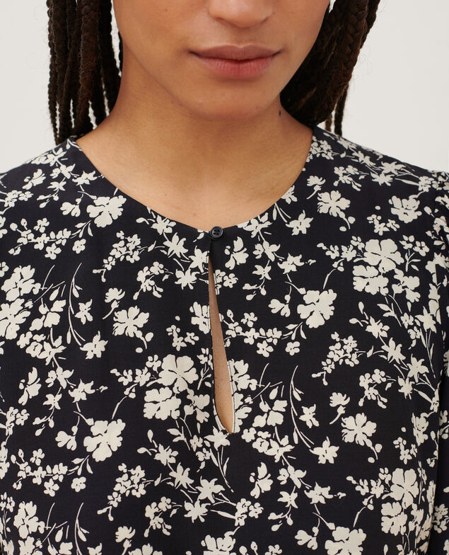Fließendes gemustertes Kleid A686 navy fiore