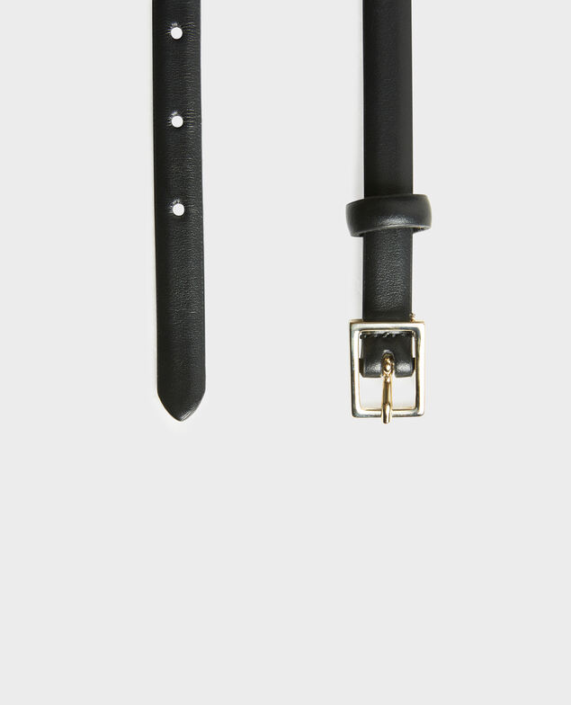  Schmaler Ledergürtel mit rechteckiger Schnalle Black beauty Meillard