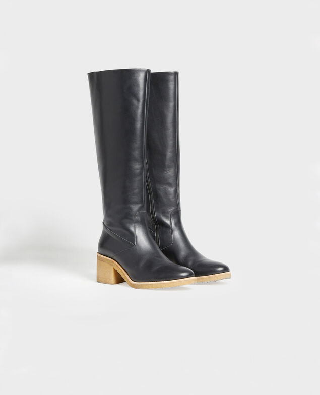 Lederstiefel mit Kreppsohle Black beauty