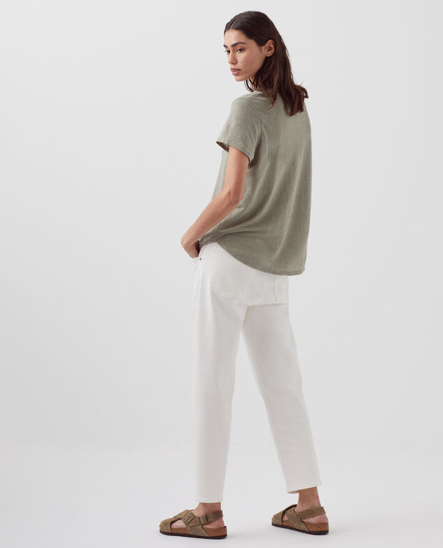 AMANDINE - T-Shirt mit Rundhalsausschnitt aus Baumwolle H050 vetiver