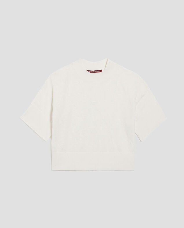 Kurzer Kurzarmpullover H013 gardenia