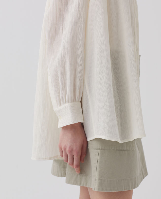 Bluse aus Plissée-Baumwolle H303 white swan