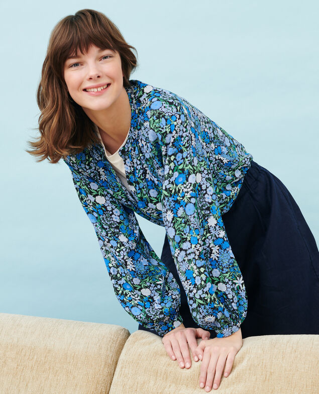 Weite gemusterte Bluse 98 print blue