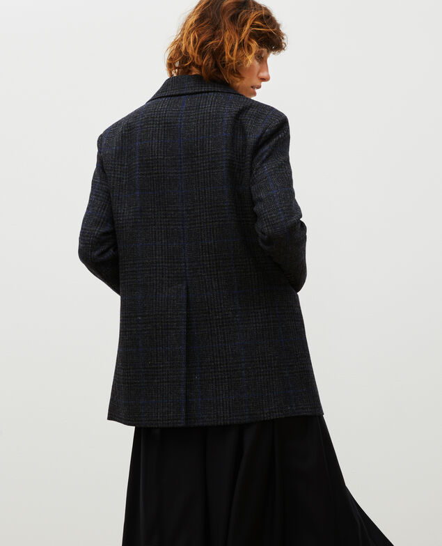 Weiter Blazer aus Wolle Night sky pieddepoule