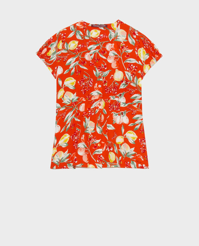 Kurzes gemustertes Top 103 print orange