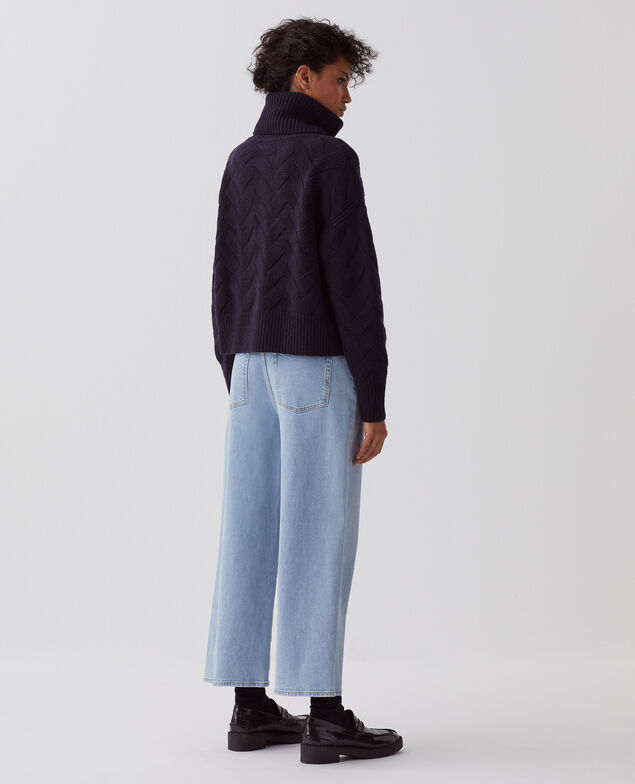 Rollkragenpullover aus Wolle H695 night sky