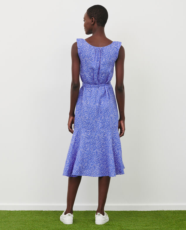 Ausgestelltes Kleid aus Leinen 91 print blue