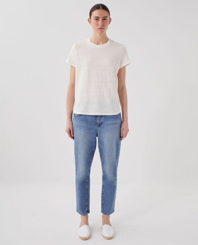 AMANDINE - T-Shirt mit Rundhalsausschnitt aus Baumwolle U010 off white