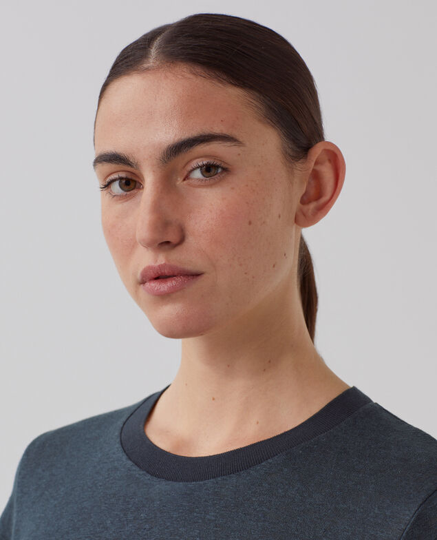 AMANDINE - T-Shirt mit Rundhalsausschnitt aus Baumwolle J690 blueberry
