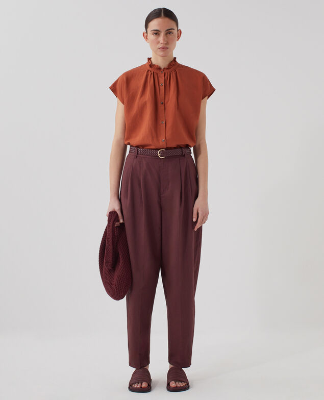 Ärmellose Bluse mit Rüschenkragen U260 orange