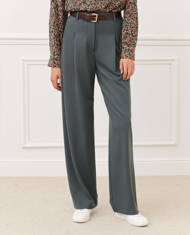 YVONNE - Weite Hose mit Falten 8817 58 darkgreen