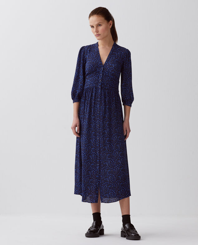Langes fließendes Kleid I662 batik navy