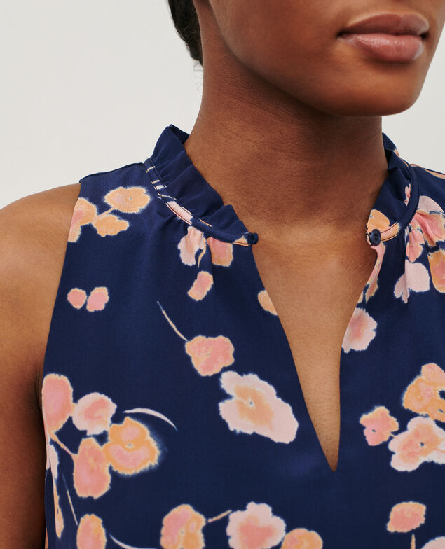 Seidenkleid Print navy