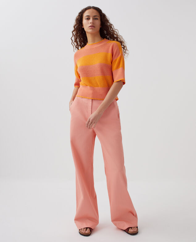 Cropped Pullover mit kurzen Ärmeln aus Leinen H230 large sheen