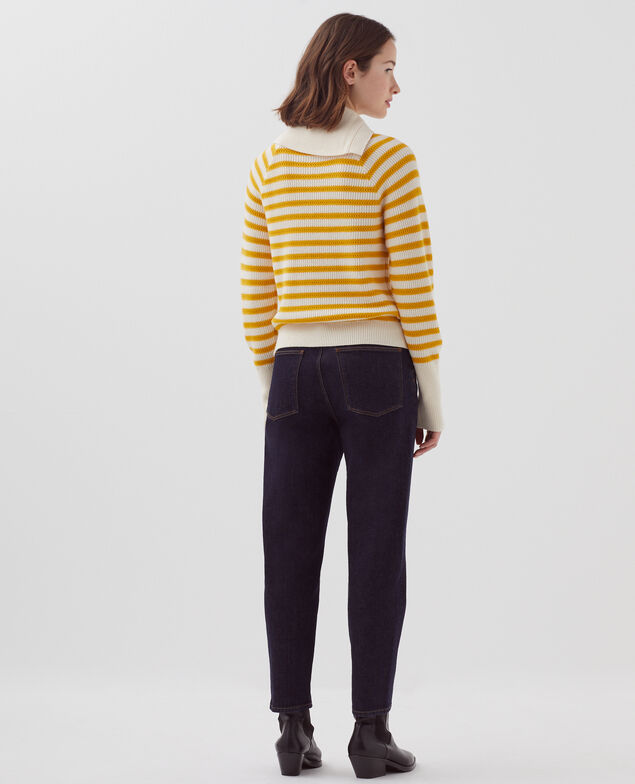 Marinepullover aus Merinowolle mit Knopfleiste I471 st ecru yellow