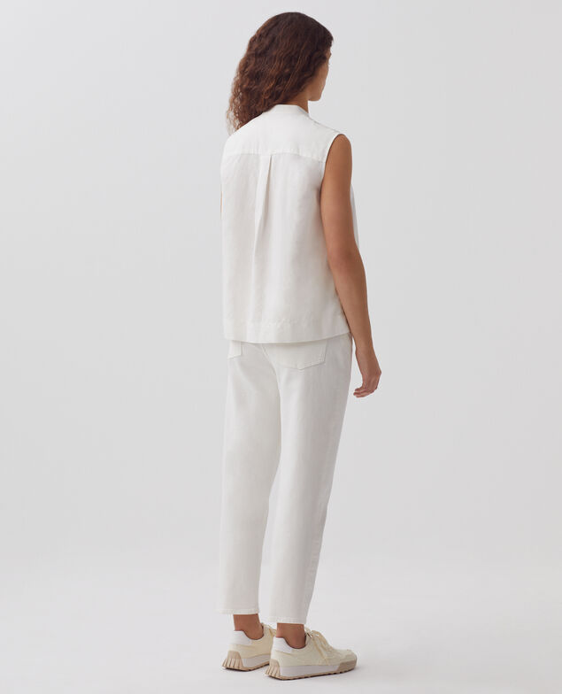 Ärmellose Bluse H013 gardenia