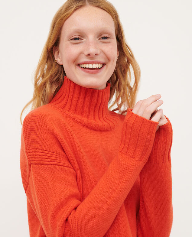 Pullover mit hohem Kragen aus Schurwolle 8829 24 orange