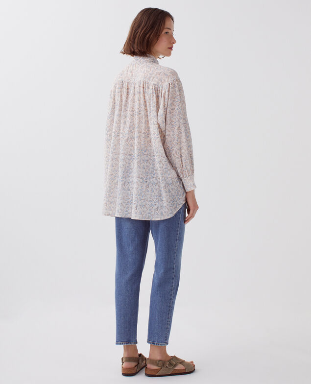 Bluse aus Plissée-Baumwolle H613 fleurette blue