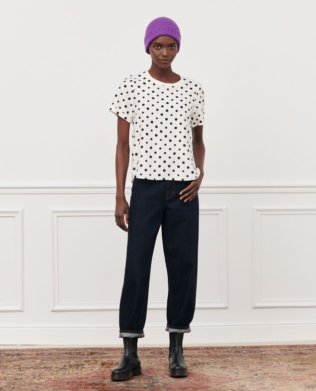 T-Shirt mit Pünktchenmuster 95 print white