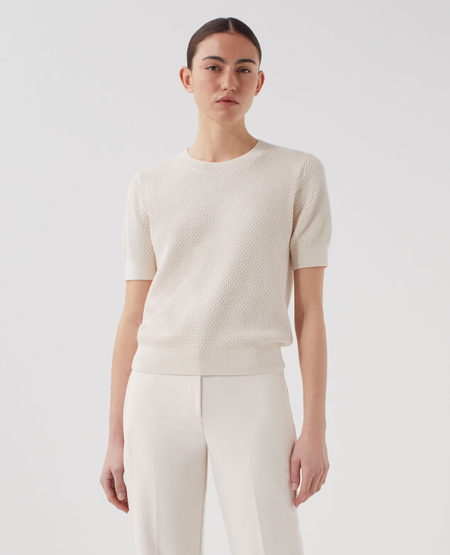 Kurzärmliger Pullover aus Baumwolle U010 off white