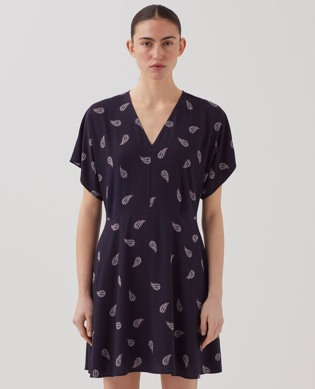 Kurzes Kleid mit fließendem Fall J693 ma paisley navy