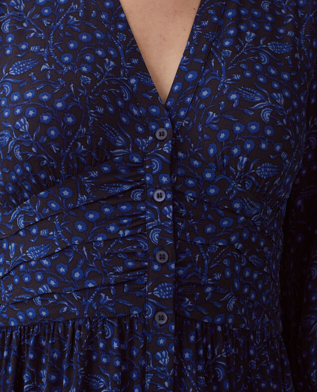 Langes fließendes Kleid I662 batik navy