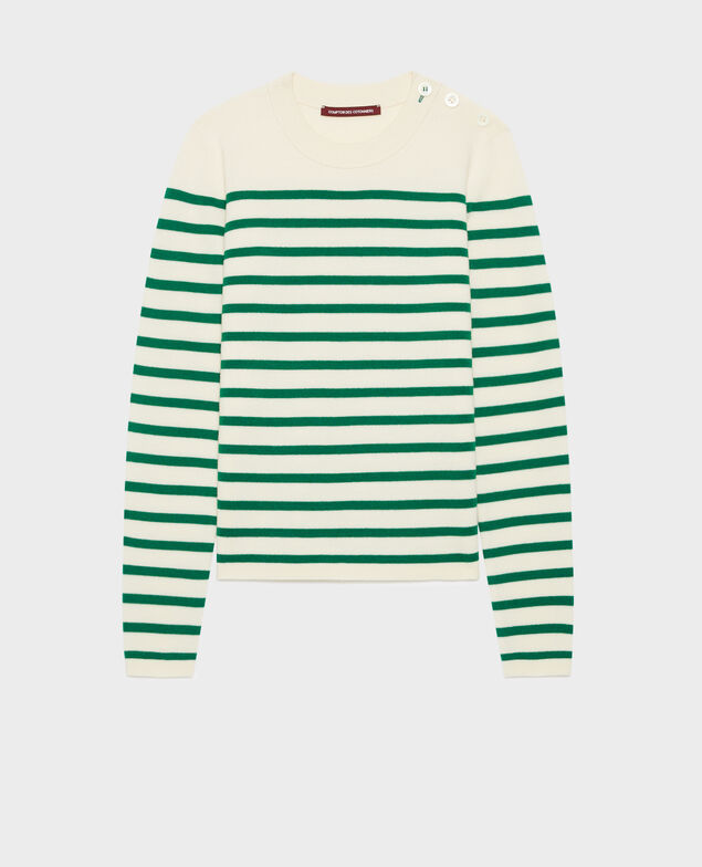MADDY - Pullover aus Merinowolle im Marinelook A553 green stripe 2wju244w21