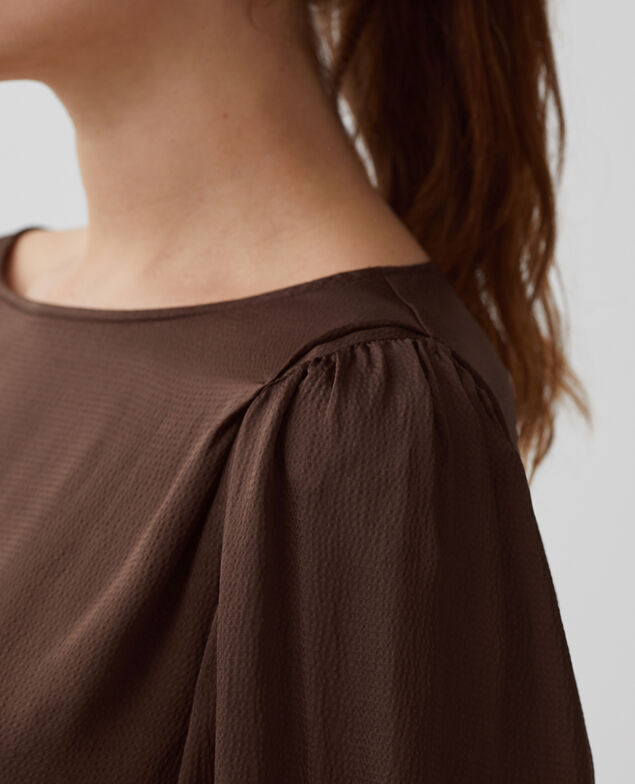 Fließende Bluse mit 3/4-Ärmel I390 coffee bean