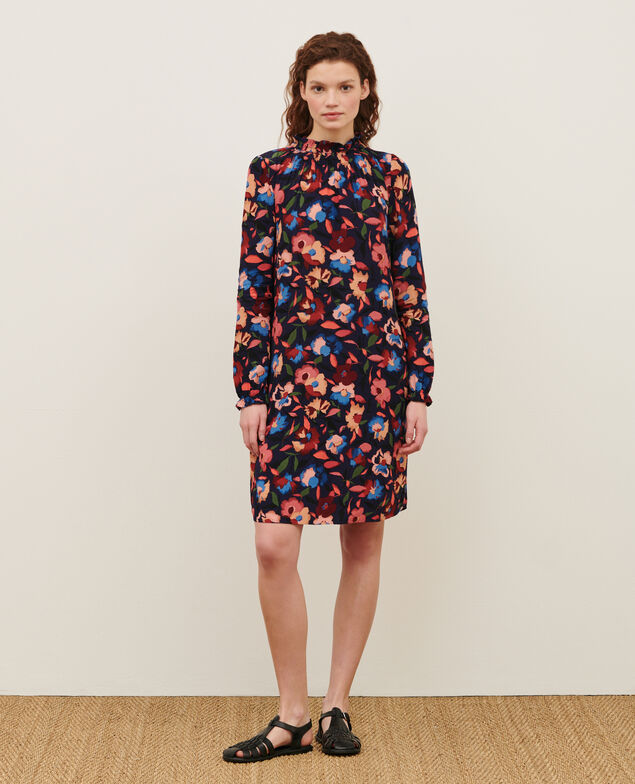 AGLAE - Fließendes gemustertes Kleid 8858 69 navy print