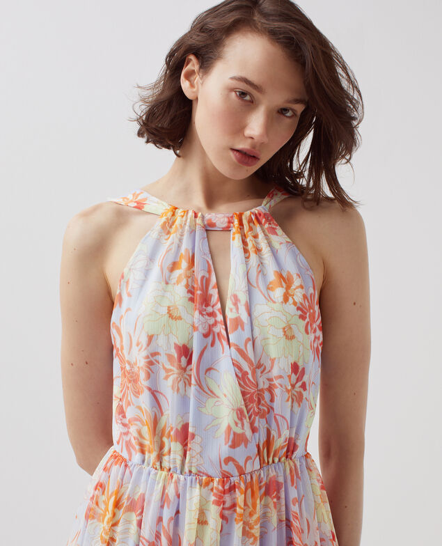 Langes fließendes Kleid H603 dahlia blue