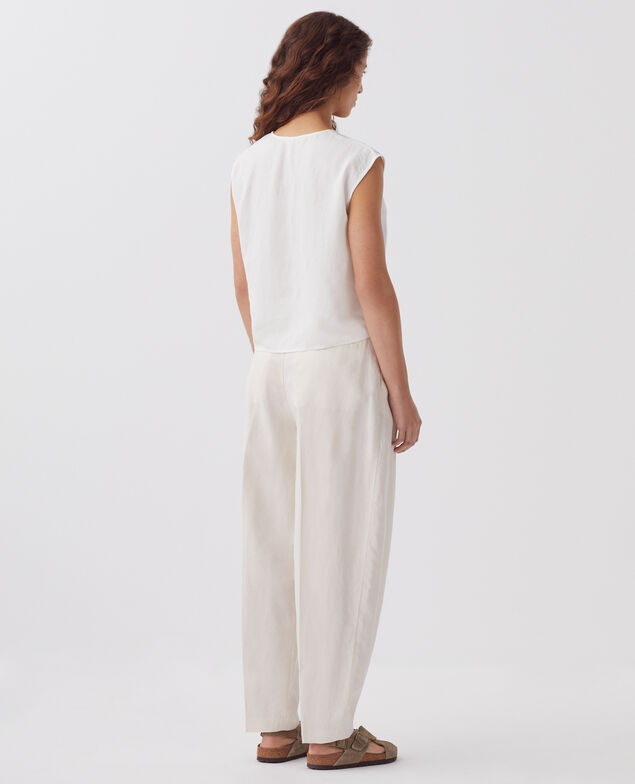 Fließend fallendes, ärmelloses Top mit Zopfmuster H003 white
